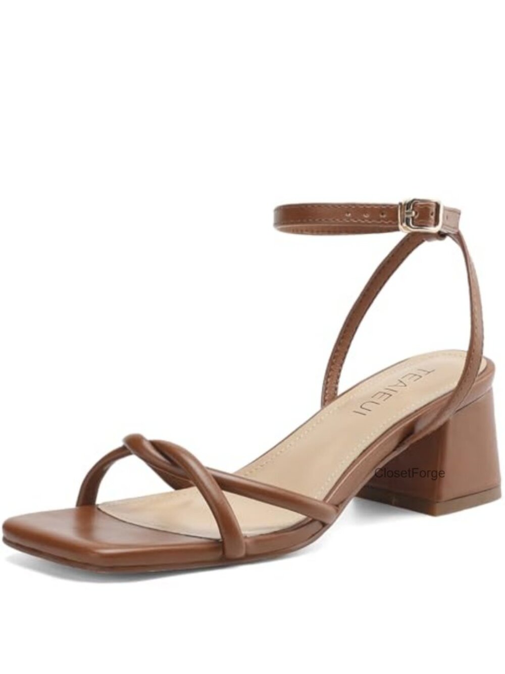 Women's Strappy Square Toe Block Heels Sandals 2 Inch Low Heel Padded Insole